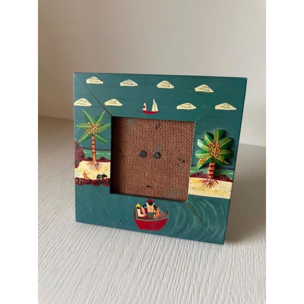 Hand Painted Tropical Island Palm Tree Photo Frame
